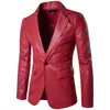 Nuevo 2019 Comercio Exterior para hombre Europeo y Americano color liso ajustado cuero PU moda traje de cuero para hombre X307