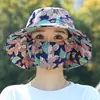 Mascarilla y Sombrero Protección Solar Todo en Uno Verano para Mujer Plegable Sombrero de Pescador Sombrero de Sol de Flores para Madres Sombrero de Sol para Trabajo Agrícola