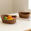 Cesta de frutas de imitación de ratán cesta de frutas de ratán cesta de almacenamiento de snacks para supermercado marco de exhibición de frutas y verduras de plástico tejido