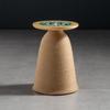 Mesa de centro pequeña de madera maciza nórdica, mesa auxiliar para sofá, sala de estar, balcón, apartamento pequeño, mesa redonda, mesa de esquina de metal