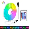 Conjunto Colorido RGB Tira de Luz Neon LED Flexível Silicone Controle de 3 Teclas App Bluetooth Luz de Ambiente Interno Transfronteiriço