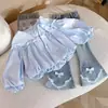 Elegante Conjunto Casual de Dos Piezas Otoñal para Niñas, Bebé Niña 2026 Nuevo Conjunto de Camisa de Muñeca y Jeans Celebridad de Internet
