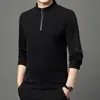 Sudadera de Hombre Nueva de Invierno 2024 con Media Cremallera Estampada, Versátil para Negocios, Forrada de Borrego, Camiseta Base Cálida para Hombre