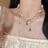 Colar de pérolas com borla de sereia e design de colar feminino leve e luxuoso, nicho de clavícula, estilo avançado, acessórios elegantes e modernos