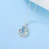 Colar Lua Flutuante feminino liga de metal Diamante incrustado esmalte colorido que muda de cor moda simples versátil corrente de clavícula de lua não desbota