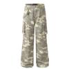 OREETA Calças Camufladas Americanas Retrô Crowd para Homens e Mulheres Marca Moderna High Street Design Multibolsos Calças Casuais Largas de Perna Larga
