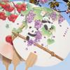 Abanico Redondo Panda de Frutas Estilo Chino con Texto Creativo, Nuevo Abanico Redondo de Papel de Caligrafía y Pintura China para Lugares Escénicos, Fotografía de Viajes y Abanico Tradicional