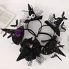 Diadema de Sombrero de Bruja de Halloween Decoración del Festival de Fantasmas Accesorios para el Cabello de Promoción Sombrero Puntiagudo de Bruja Hebilla para la Cabeza Diadema de Encaje con Lazo