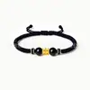 Pulseira de Contas da Sorte com Mantra de Seis Caracteres em Ouro Puro 999, Pulseira Trançada de Obsidiana, Ano do Zodíaco, Atacado de Fábrica