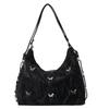 Bolsa Tote Monocromática Multifuncional para Deslocamento na Moda Casual Grande Capacidade Borboleta 2024 Novo Estilo Mochila