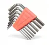 Conjunto estendido de 9 peças de chaves hexagonais com cabeça esférica e torque forte, acabamento fosco cromado, atacado