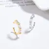 Abrazaderas de Oreja Simples en Forma de C de Plata 925 para Mujer, Pendientes de Lujo Ligero de Gama Alta, Joyería de Circonita, Abrazaderas de Oreja con Diseño de Nicho
