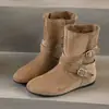 Botines Cortos Plataforma Retro Elegantes con Tira Cruzada para Mujer 2026 Otoño Nuevos Botines Western Suela Suave Estilo Wasteland Botas de Tacón