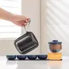 Juego de Té Cerámico para Viaje Pequeño Portátil Taza Rápida Tetera para Acampar al Aire Libre Viajes Una Tetera Dos Tazas