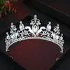 Tocado de Corona Estilo Europeo y Americano para Novias, Corona de Cristal con Pedrería Nupcial Boda Plata Oro Claro Diadema Corona para Adultos