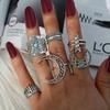 Amazon comercio electrónico transfronterizo joyería nuevo anillo conjunto exagerado Luna Hueca Flecha juego de 6 anillos