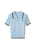 Verano 2026 Nuevo Estilo Universitario Bloque de Color Cuello Polo Tejido Manga Corta Top LXY