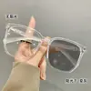 Armações de Óculos Fotocromáticas Anti Luz Azul Armação Grande Lente Plana Formato Poligonal Óculos de Receita Prontos para Transmissão ao Vivo do Tiktok