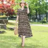 Vestido de Algodón y Seda Estilo Nuevo 2026 para Mujeres de Mediana Edad y Mayores, Ropa de Exterior de Moda de Verano, Vestido Floral Talla Grande para Mamás