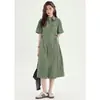 WZXSK Vestido de Trabalho Manga Curta Estilo Francês Temperamento Feminino Verão Tamanho Plus Size Meninas Cheinhas Afinando a Cintura Disfarçando Gordura Camisa Casual