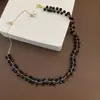 Colar de Pedra Olho de Tigre com Contas Estilo Retro Outono e Inverno Maillard Corrente para Clavícula Colar Elegante da Moda Joias para Mulheres de Alta Qualidade