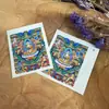 Thangka de los Cinco Budas de Rekang, Xizang, Nepal, Completamente Pintado a Mano, Corazón de Tarjeta 4x5