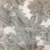 Tecido bordado com lantejoulas nova coleção primavera e verão 2021 europeu e americano malha transparente vestido bordado liso vestuário feminino vestido em estoque