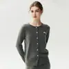 26 Otoño Nuevo Estilo Simple Cárdigan de Punto para Mujer Cuello Redondo Botón Bordado Pequeño Paraguas Suéter para el Trabajo