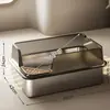 Bandeja de Arena para Gatos de Acero Inoxidable Abierta con Borde Alto Sobredimensionada Antisalpicaduras Profundizada Semi-cerrada Inodoro para Gatos Suministros para Mascotas
