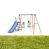 Conjunto Combinado de Columpio y Resbaladilla para Exteriores Infantil, Equipo de Juego Multifuncional para Uso en Casa con Estructura para Trepar