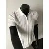 Camisa de verano para hombre nueva, manga corta, media cremallera, color liso, corte ajustado, elegante, versátil, sin arrugas, polo con cuello para hombre 2026