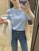 Camiseta de Manga Curta com Gola Redonda para Mulheres, Estilo Coreano, Caimento Solto, Nova Camiseta Básica Lisa de Verão 2026, Camiseta para Usar por Baixo, Top com Ombro Normal