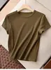 Venta Directa de Fábrica Verano Nuevo Camiseta Corta de Canalé Cuello Redondo Manga Corta Ajustada Versátil Color Sólido Top para Mujer