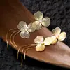 Pendientes Largos Estilo Hada Coreana, Dulces y Elegantes, con Flores Tridimensionales y Borlas, Sensación de Lujo Ligero y Gama Alta, Pendientes Adelgazantes