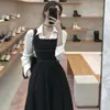 Vestido sin mangas de estilo francés, nicho vintage, inspirado en Hepburn, elegante, cuello cuadrado, cintura fruncida ceñida, falda larga acampanada, corte ajustado
