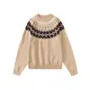 Yidao Vintage Otoño 2026 Nueva Colección: Suéter Pulóver Fair Isle, Unisex, Retro, Corte Relajado, Cuello Redondo, Tejido Jacquard