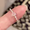 Anillo de Azúcar Rosa Dulce y Fresco Moda para Mujer Lujo Ligero Sentido de Gama Alta Anillo Ajustable Apilable Nuevo Anillo para el Dedo con Circonita