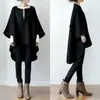 3 Colores en Stock Estilo Japonés Otoño 2026 Nuevo Redondo Cuello en V Manga 3/4 Murciélago Delantero Corto Trasero Largo Top Estilo de Longitud Media