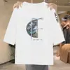 Exportação transfronteiriça, estoque excedente, camiseta feminina de manga três quartos, modelagem solta, emagrecedora e que esconde a barriga, para mulheres de meia-idade e idosas, disponível em tamanhos grandes