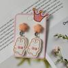 Pendientes de resina con forma de galleta, conejo, estrella y dibujos animados para niños, estilo coreano, para estudiantes