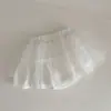 Conjunto Verão Bebê Estilo Ins: Blusa sem Manga com Gola Babado para Meninas, Calça Saia Curta Renda Malha Dupla Flor Bud Princesa