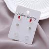 3 pares de brincos de orelha fofos, combinação de brincos pequenos de coelho de amor feminino, conjunto de brincos requintados