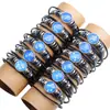 Zino nueva joyería creativa pulsera de doce constelaciones cuero tejido hebilla de vidrio joyería al por mayor una generación de cabello