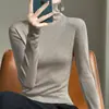 Suéter de Punto de Cuello Alto de Manga Larga Estilo Coreano para Mujer Otoño/Invierno Jersey de Lana Ajustado Capa Base Suéter Delgado