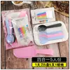 Pratos de Mesa para Bolo de Aniversário Talheres Descartáveis Garfo e Faca de Plástico Prato Vela Kit Prato de Papel Espesso para Assar Prato de Jantar Quatro em Um