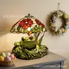 Lâmpada Vitral Modelo Novo Sapo e Flor Transfronteiriça Sapo e Flor Lâmpada de Mesa para Casa Lado da Cama