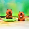 Talla de Madera Imitación Capibara Capibara Lindo Adornos Hechos a Mano Soporte para Teléfono Móvil Coche Escritorio Adornos de Resina Artesanías