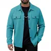 Novo Casaco Jaqueta Masculino Casual de Malha Waffle Cor Sólida com Bolso para Outono Amazon Transfronteiriço Manga Longa
