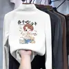 Nova camiseta infantil da moda, estilosa blusa de manga comprida com gola alta parcial em fleece, top legal para meninos, nova camada interna de outono e inverno
