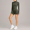 Conjunto de chaqueta de yoga transfronterizo, conjunto de top de manga larga con cremallera de secado rápido, conjunto de pantalones de yoga transpirables que absorben la humedad para deportes de running para mujer